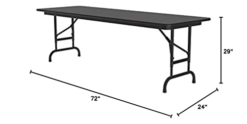 Correll 24"X72" Commercial Duty Adjustable Height Folding Table, Black Granite Melamine Top 5/8" Thick Core, Made In The Usa, Steel Apron (Cfa2472M-07), Gray Granite #TOP7