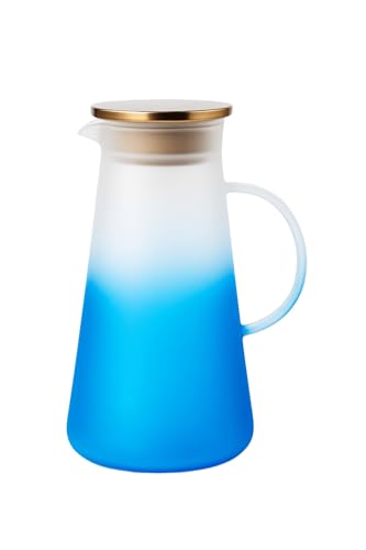Jarra De Vidro Borossilicato Com Tampa Inox 1,8 Litros Azul