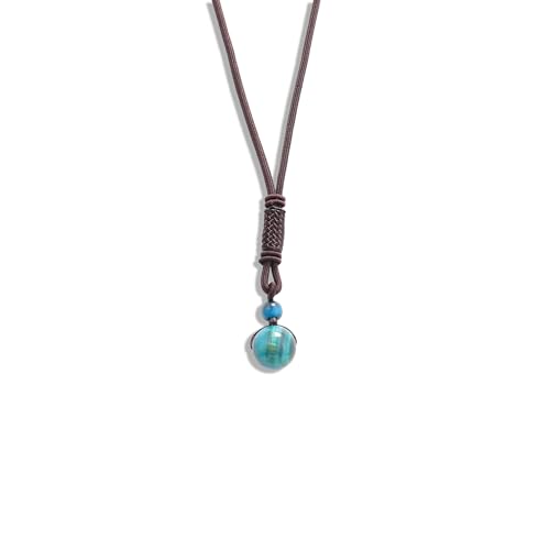 Iborov Healing Stone Necklace Natural Blue Tiger Eye Chakra Bead Pendant for Grounding, Protection & Confidence Adjustable Gift for Men & Women