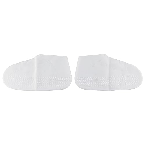 Image of Dioche Waterproof Shoe Covers, Reinforced Slip Silicone Shoes Cover, Adult Thicken Elastic Silicone White Overshoes Rain Waterproof Shoe Covers Protector, for Rainy and Snowy Days(15 * 10 * 1cm-L), L,
