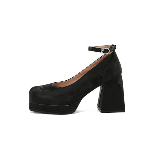 Women's Platform High Heels Mary Janes Square Toe Chunky Block Heel Mary Jane Pump Shoes2