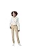 French Toast Straight Fit Stretch Twill Pant, Khaki, 14 (Young Women)