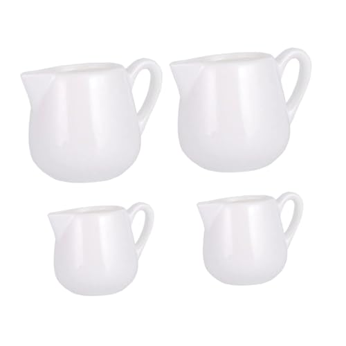 Unomor 4pcs Coffee Milk Jug Porcelain Creamer Cup Mini Coffee Syrup Tea Creamer Pitcher Coffee Creamers Coffee Syrup Dispenser Syrup Pitcher Milk Frothing Holder Sauce Jug White Ceramics