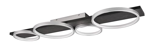 Trio Leuchten LED Deckenleuchte Medera 643810487, Metall Titanfarbig, Holz Schwarz, inkl. 44 Watt LED, Switch Dimmer