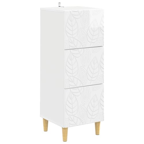 Pieds en eucalyptus stables pour cette commode à tiroirs blanc brillant - 2