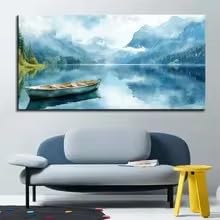 Tableau sur toile paysage de lac moderne grand format 60x120cm
