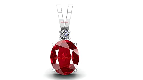 Pendentif en rubis plaqué argent de 5,49 carats avec cristal ajustable