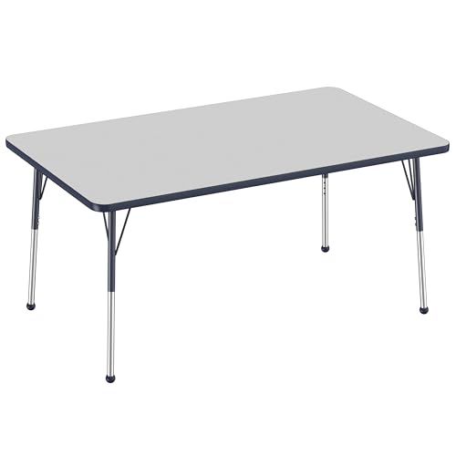 FDP 36" x 60" Rectangle Table with Ball Glide Legs - Gray/Navy, 10032-GYNV