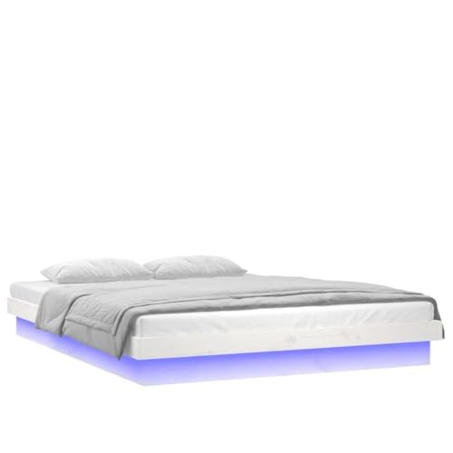 Genérico Wenjingqi Estructura Cama LED sin colchón Madera Maciza 200x200 cm, 819993