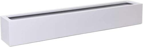 VIVANNO Blumenkasten Balkonkasten Pflanzkasten Fiberglas FLOBO weiß - 15x100x17 cm