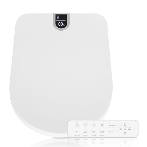 ARTETHYS Electronic Smart Bidet Toilet Seat with Warm Air Drying, Heated Seat Bidet with Remote Control Self-Cleaning Nozzle Adjustable Warm Water Power Saving, D/U Shape