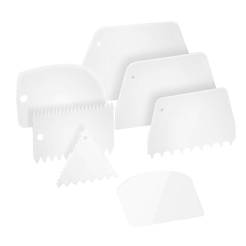 Funalix Teigkarte Teigschaber Set,7 Stück Kunststoff Teigschneider,Kuchen Cremeschaber,für Pizza, Gebäck, Brotbacken, Kuchen Glättungswerkzeug, Backzubehör Schaber(weiß/7 Größe)