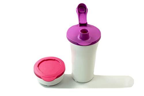 TUPPERWARE Iluminas Shaker 800ml blanco violeta + tarro 200ml blanco rosa