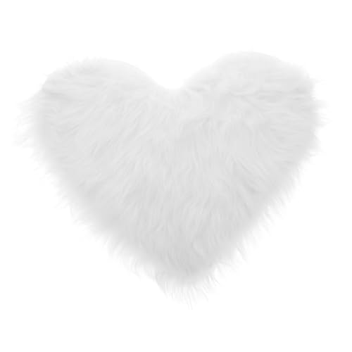 POPETPOP ネイルアートの小道具 かわいい漫画ハートマット ハートのリビングルームの敷物 ハートカーペット フェイクファーラグ ファジーハート枕 ピンクの の敷物 ぬいぐるみ 白い