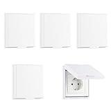 Steckdosen Abdeckung,4 Stück Lichtschalter Abdeckung,Steckdosenabdeckung,SchalterAbdeckung Steckdosenabdeckung Weiß, Wasserdichte Steckdosenschutz, Flip Steckdose Abdeckungen Für Bad Garten Küche