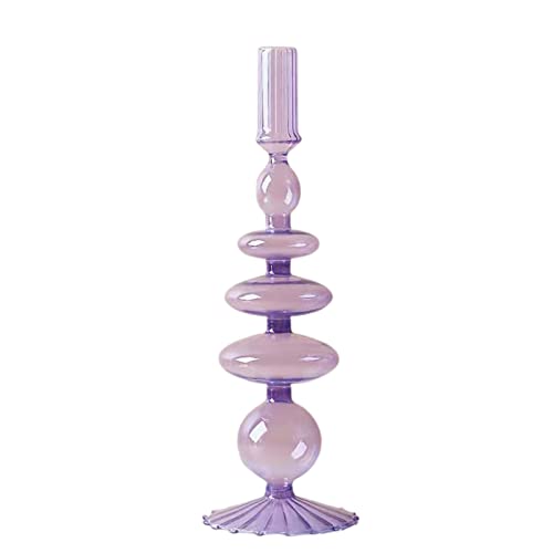 BEIJIALY Bougeoirs en Verre, Bougeoirs en Verre, Bougeoirs Coniques en Verre, Bougeoirs Coniques en Verre Ondulé, Décoration de Vase en Verre pour Centre de...