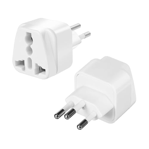 UK to Swiss Plug Adapter 2 Pack Universal Travel Adapter for Switzerland European Plug Adaptor (2PCS White)
