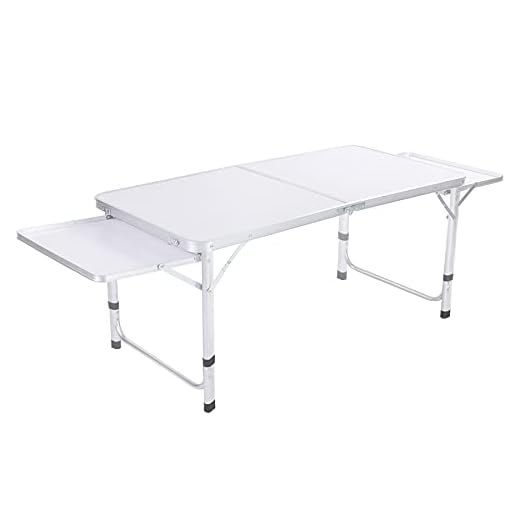 Camping Table, Aluminum Folding Grill Table with 2 Side Shelves, Great for Picnics, Tailgating, Camping, RVing and Backyards