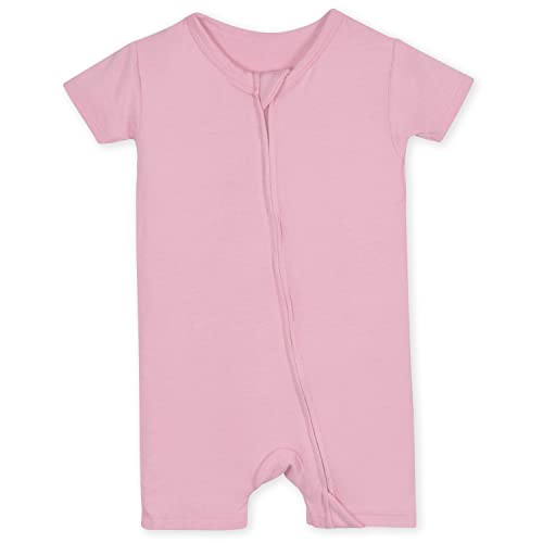 Image of Gerber Baby Buttery-Soft Short Sleeve Romper with Viscose Made with Eucalyptus