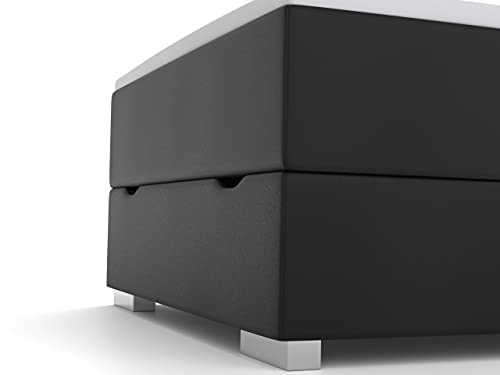 Boxspringbett 140×200 Wonello Monza mit Bettkasten in Schwarz und LED