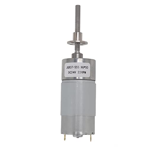 Motorreductor CC Rosca M6x50, Carcasa de aleación de aluminio autoblocante Motor de reducción de velocidad de bobina de latón con brida DC24V, Motor de engranajes de alto par para (22RPM)
