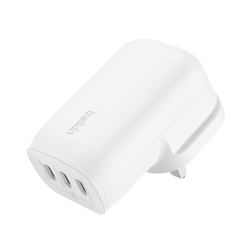 Belkin BoostCharge 3-Port USB-C Wall Charger with PPS 67W, USB-C PD 3.1 Enabled Fast Charging for Apple iPhone 17, iPhone Air, 16, Samsung Galaxy S25, Pixel 10, iPad, AirPods, Tablet & More - White