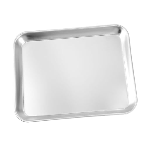 Stainless Steel Tray Fruit Tray Metal Plates Stainless Steel Food Plate Stainless Tray Fruit Dinner Plate Pastry Plate Food Storage Tray Breakfast Tray Pastry Platter Silver MUCKLILY