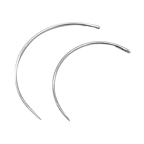 SEWACC 50pcs Curved Upholstery Needles, Wig Making & Craft Sewing Set, Silver Metal, 2.0