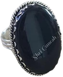 Natural Black Onyx Ring| Oval Stone Ring| Handmade Ring| Wide Band Ring| Boho Ring| Statement Ring| Cabochon Ring| Black Gemstone Ring| Big Stone Ring| Trending Ring| Black Onyx Jewelry