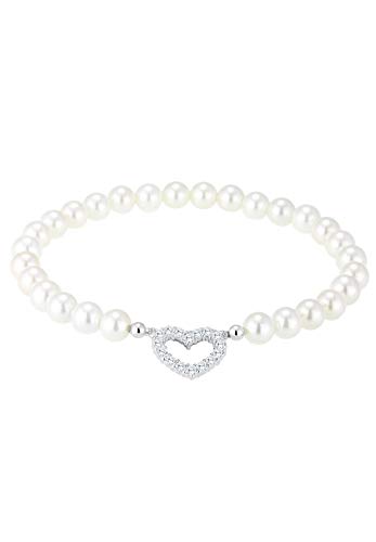 Preisvergleich Produktbild Elli Armband Herz Zirkonia Muschelkernperle 925 Silber