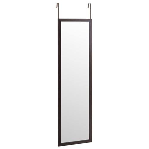 LOLAhome - Espejo Efecto Madera Oscura Largo Rectangular para Colgar en Puerta o Pared de Cuerpo Entero de 125x35 cm, Incluye 2 Ganchos fáciles de Quitar para Colgar en Puertas