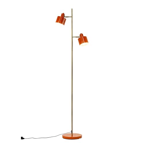 Dyberg Larsen Stehlampe Ocean Orange/Messing Stehlampe wohnzimmer Ohne Leuchtmittel - E14/40W - Dänisches Design - bodenlampe Modern - Deko schlafzimmer oder wohnzimmer