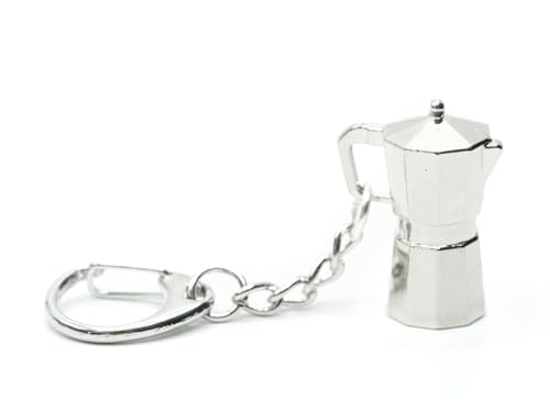Porte-clés cafetière expresso argenté, le cadeau idéal pour amateur
