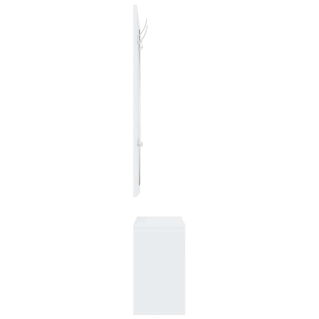 Set di 3 mobili da corridoio in legno bianco, con scarpiera, appendiabiti, specchio da parete per corridoio, ingresso, salvaspazio, con molto spazio e ganci stabili