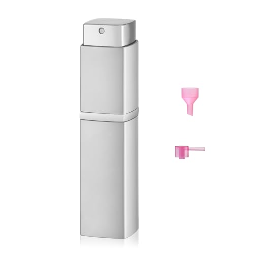 Lulupack 20ml Cuadrado Atomizador Perfume Recargable, Perfumador Dispensador de Viaje, Spray Pulverizador Colonia (Plateado)