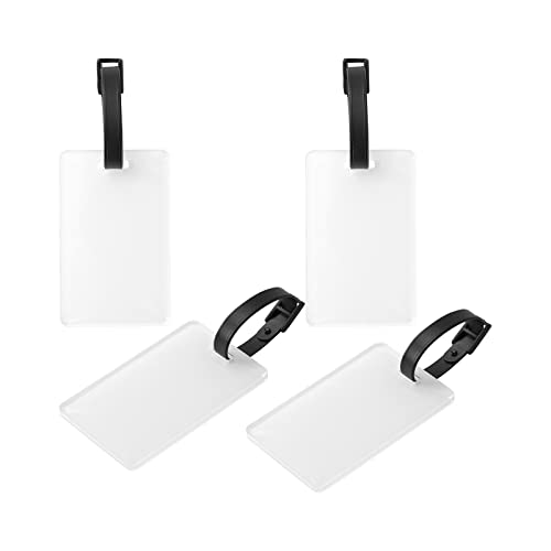 Craft Express Sublimation Blank Luggage Tag - White Acrylic Baggage Tags Ready to be Personalized on Flat Heat Press - Set of 4 …