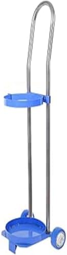 Oxygen Tank Trolley - Adjustable Height Cylinder Dolly with Silent Wheels for Medical Oxygen Transport, Portable Steel Rack, 10L Capacity