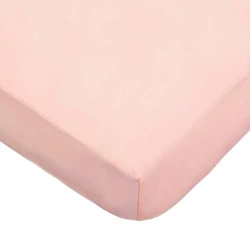 Image of American Baby Company 100% Natural Cotton Fitted Pack and Play Sheet 39 inch x 27 inch - Soft & Breathable Pack N Play Sheet for Playpen, Playard & Mini Crib Mattress, Blush Pink, for Boys & Girls