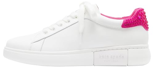 kate spade new york Women's Lift Crystal Lace Up Sneaker, Optic White/Vivid Snap D, 9.5