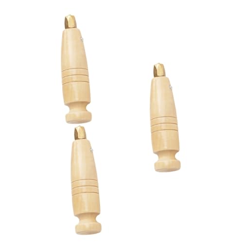 IWOWHERO 3pcs Awl Handle Stitching Awl Handle for Replaceable Leather Crafts Sewing Leather Repair Tool