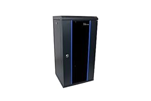 10" Wandgehäuse - 12HE - Netzwerkschrank 10 Zoll - tiefschwarz (RAL9005) - 312x300x615mm - fertig montiert - abschließbare Sicherheitsglastür und Seitenteile - Profilschienen tiefenvariabel