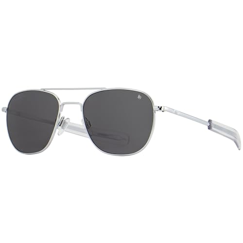 Image of AO Original Pilot Sunglasses - Silver - True Color Gray AOLite Nylon Lenses - Bayonet Temple - Polarized - 55-20-140