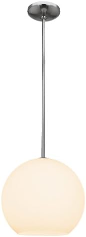 Nitrogen - 12"dia Pendant - Brushed Steel Finish - Opal Glass Shade