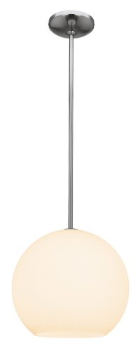 Nitrogen - 12'dia Pendant - Brushed Steel Finish - Opal Glass Shade