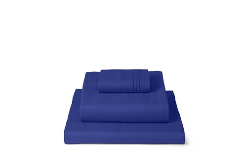 Image of Mellanni Twin Sheets Set - 3 PC Iconic Collection Bedding | Hotel Luxury, Extra Soft, Cooling Bed Sheets - Wrinkle, Fade, Stain Resistant (Twin, Royal Blue)