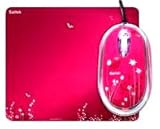Saitek Expression Mouse et mat rose vif Butterfly/Bright Pink Butterfly/souris optique avec câble/câble de transfert de données :/Compatible avec : gaucher, webwheel, 3 boutons/Résolution : 800 dpi/PC Interface : USB/Couleur : Rose/avec tapis de souris Souris optique avec câble/