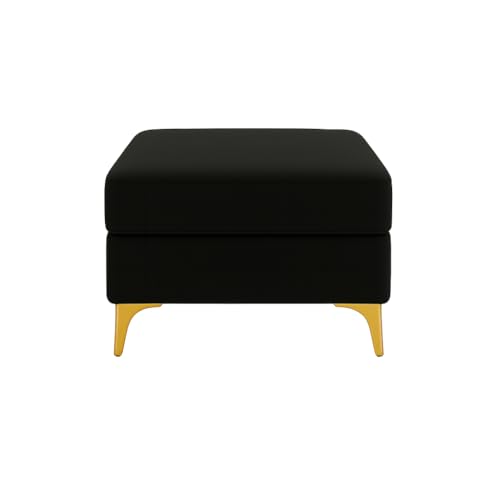 Image of SOCOZI Bravelle 5 Seater L Shape Sofa Set with 2 Movable Ottomans | Flexible Layout| Soft Velvet Suede Fabric|Modern Sofa | Plush Comfort Cushions for Living Room (Black)