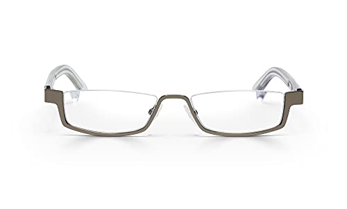 eyebobs Peek Performer Unisex Premium Readers, Shiny Gunmetal Front with Clear Crystal Temples, 1.50 Magnification