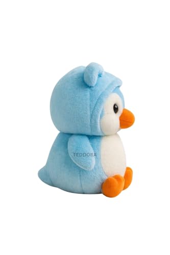 Image of Hoddie Penguin Soft Toy for Girls Boys Kids, Sky Blue, Animal Plush Stuffed Baby Teddy Gift Birthday, 23 cm