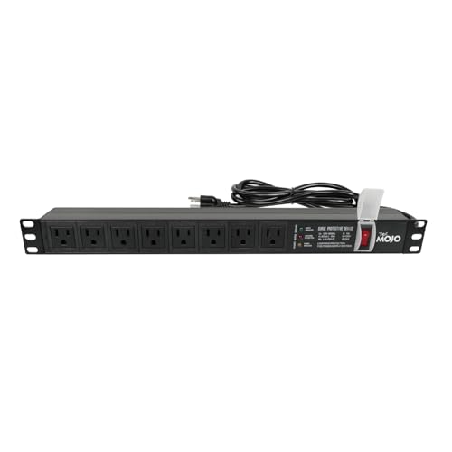 Tecmojo 1U Rack-Mount Horizontal 8-Outlet PDU, UL Listed PDU with Surge Protection LED Indicators 6ft Cord Power Distribution for IT and Network Server Racks